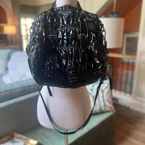 Prada Baulleto Bag Black Patent Saffiano Leather Large
